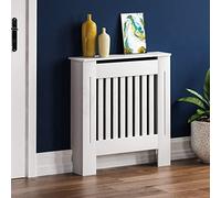 Vida Designs Chelsea Cache-radiateur Blanc - Petit - Lattes Verticales Modernes pour Une Circulation optimale - H82xW78xD19cm - MDF Peint Idéal pour Salon et Couloir
