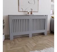 Vida Designs Chelsea Cache-radiateur Olive Grey - Grand - Lattes verticales modernes pour une circulation optimale - H82xW152xD19cm - MDF peint Idéal pour salon et couloir