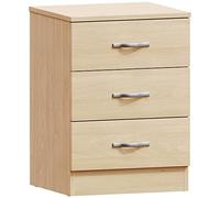 Vida Designs Commode en pin, 3 tiroirs avec poignées en métal et Coureurs, Unique Anti-Bowing tiroir Support, Riano Chambre à Coucher Meubles de Rangement