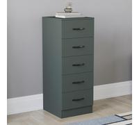 Vida Designs Commode étroite à 5 tiroirs coulissants pour chambre à coucher (vert jaspe)