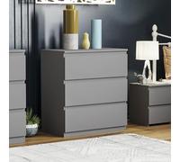 Vida Designs Commode grise - 3 tiroirs - Meuble de rangement moderne en bois pour chambre à coucher ou salon