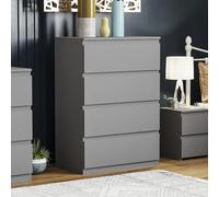 Vida Designs Commode grise - 4 tiroirs - Meuble de rangement moderne en bois pour chambre à coucher ou salon