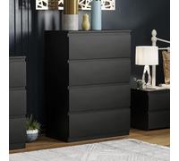 Vida Designs Commode noire - 4 tiroirs - Meuble de rangement moderne en bois pour chambre à coucher ou salon