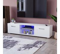 Vida Designs Cosmo Meuble TV LED 2 portes brillant mat MDF salon support multimédia RGB lumière blanche 160 cm