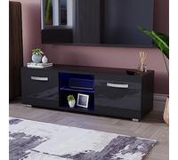 Vida Designs Cosmo Meuble TV LED 2 Portes Moderne Brillant Mat MDF Meuble de Salon Meuble Media Meuble Meuble RGB Noir Clair 120 cm