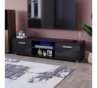 Vida Designs Cosmo Meuble TV LED 2 portes moderne brillant mat MDF Meuble multimédia Meuble RVB Noir 160 cm