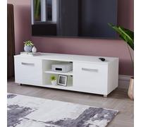 Vida Designs Cosmo Meuble TV Moderne 2 Portes en MDF Mat Brillant Blanc 120 cm, 120 cm sans LED