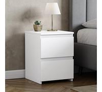 Vida Designs Denver Grande Table de Chevet Moderne à 2 tiroirs pour Chambre à Coucher 48 x 39,5 x 39,5 cm (H x l x P) (Blanc)