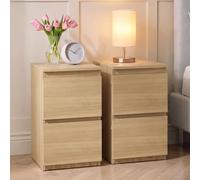 Vida Designs Denver Lot de 2 commodes de Chevet à 2 tiroirs | Pin | Rangement Peu encombrant | 52 H x 29,5 l x 29,5 D cm | Table d'appoint étroite | Minimale | Chemin en métal Lisse | Table de Chevet