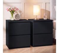 Vida Designs Denver Lot de 2 Grandes Tables de Chevet à 2 tiroirs | Noir | Rangement Peu encombrant | 52 H x 39,5 l x 39,5 P cm | Grande Table d'appoint | Minimale | Chemin en métal Lisse | Table de