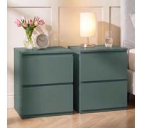 Vida Designs Denver Lot de 2 Grandes Tables de Chevet à 2 tiroirs | Vert | Rangement Peu encombrant | 52 H x 39,5 l x 39,5 P cm | Grande Table d'appoint | Minimale | Chemin en métal Lisse | Table de