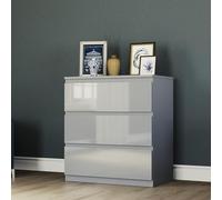 Vida Designs Glinton Commode (100% FSC) pour vêtements - Organisateurs de placards et Armoire de Rangement pour Couloir, entrée (Gris, 3 tiroirs)