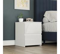 Vida Designs Glinton Commode de Chevet 2 tiroirs Blanc FSC 100%, Bois d'ingénierie, H 50 x W 43 x D 40 centimetres