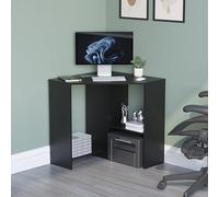 Vida Designs Hetton Bureau d'angle en Bois d'ingénierie avec étagères, Table de Bureau pour Ordinateur Portable, Station de Travail, Meuble de Jeu, Noir, 76 x 100 x 70 cm
