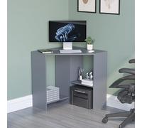 Vida Designs Hetton Bureau d'angle pour Ordinateur avec étagères, Bureau à Domicile, Table pour Ordinateur Portable, Poste de Travail pour Jeux vidéo, Meubles Gris