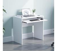 Vida Designs Huby Petit Bureau Informatique, Bureau Compact pour télétravail, PC et Ordinateur Portable, avec Tablette coulissante pour Clavier, Blanc, 75 x 80 x 48 cm