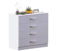Vida Designs Hulio Haute Brillance Commode 4 Tiroirs, Blanche