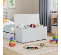 Vida Designs Leon Coffre à Jouets en Bois Blanc 100 x 40 x 48 cm - Ottomane de Rangement avec Couvercle relevable, idéal pour Les Jouets, la literie et Le Repose-Pied