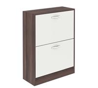 Vida Designs Meuble à Chaussures à 2 tiroirs, Organiseur de Rangement pour Chaussures, Meubles en Bois, unité en Bois, Noyer et Blanc