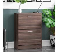 Vida Designs Meuble à Chaussures à 2 tiroirs, Placard de Rangement pour Chaussures, Meubles en Bois, unité en Bois, Noyer