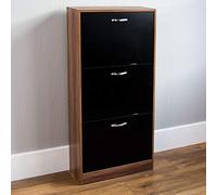 Vida Designs Meuble à Chaussures à 3 tiroirs, Placard de Rangement pour Chaussures, Meubles en Bois, unité en Bois, Noyer et Noir