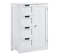 Vida Designs Meuble de salle de bains à 4 tiroirs et à 1 porte, à monter au sol, en bois, blanc