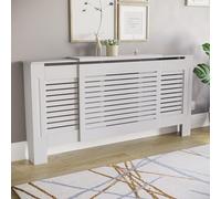 Vida Designs Milton Cache-radiateur Blanc - Ajustable - Lattes horizontales modernes pour une circulation optimale - H82xW140-204xD19cm - MDF peint Idéal pour salon et couloir