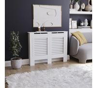 Vida Designs Milton Cache-radiateur Blanc - Moyen - Lattes horizontales modernes pour une circulation optimale - H82xW111xD19cm - MDF peint Idéal pour salon et couloir