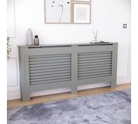 Vida Designs Milton Cache-radiateur Olive Grey - Extra Grand - Lattes horizontales modernes pour une circulation optimale - H82xW172xD19cm - MDF peint Idéal pour salon et couloir