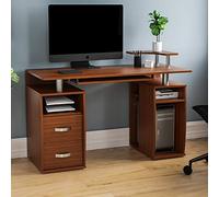 Vida Designs Otley Bureau d'ordinateur avec étagères et 2 tiroirs, Table de Jeu pour PC/Ordinateur Portable, Station de Travail d'étude avec Plateau pour Clavier, Meubles, Noyer