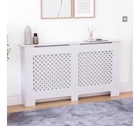 Vida Designs Oxford Cache-radiateur Blanc - Grand - Motif croisé Traditionnel pour Une Circulation optimale - H82xW152xD19cm - MDF Peint Idéal pour Salon et Couloir