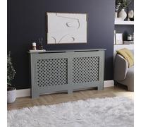 Vida Designs Oxford Cache-radiateur - Motif Croix Traditionnelle, Gris Olive, MDF, Finition Peinte, efficacité Thermique, Grand Format (H x l x P) : 82 x 152 x 19 cm