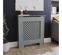Vida Designs Oxford Cache-radiateur Olive Grey - Petit - Motif croisé traditionnel pour une circulation optimale - H82xW78xD19cm - MDF peint Idéal pour salon et couloir