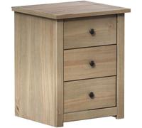 Vida Designs Panama Table de Chevet à 3 tiroirs en pin ciré Massif, Bois, Naturel