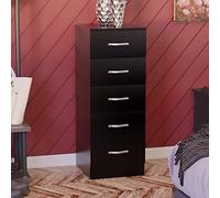 Vida Designs Poitrine étroite Commode, Bois d'ingénierie, Noir, 36D x 34,5W x 90H centimetres