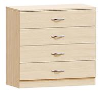Vida Designs Riano Commode 4 tiroirs en pin avec poignées et glissières en métal, H 72cm x W 75cm x D 36cm