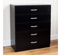 Vida Designs Riano Commode avec 5 tiroirs Noir étagère Armoire penderie Garde-Robe Rangement, Taille du Produit: H 90 x L 75 x P 36 Cm Env B074ZK5PHF.FR.VC