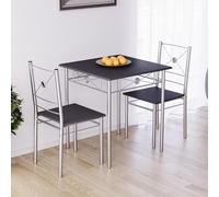 Vida Designs Roslyn Ensemble table et chaises de salle à manger 2 places - Ensemble de cuisine compact 3 pièces - Meuble de salle à manger moderne peu encombrant - Noir