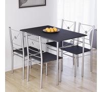Vida Designs Roslyn Ensemble table et chaises de salle à manger modernes et contemporaines (noir, 4 places)