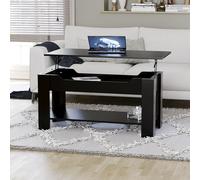 Vida Designs Table Basse relevable avec Grand Compartiment de Rangement caché et étagère, H 48-60 x L 100 x l 48 cm (Noir)