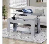 Vida Designs Table Basse relevable avec Grand Compartiment de Rangement caché et étagère, H 48-60 x L 100 x l 48 cm (Gris)