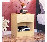 Vida Designs Table de Chevet 1 tiroir en pin avec poignées et glissières en métal, Beige, Product Size: H 47 x W 40 x D 36 Cm Approx