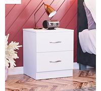 Vida Designs Table de Chevet à 2 tiroirs avec poignées et glissières en métal Blanc
