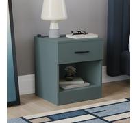 Vida Designs Table de chevet Jasper vert, 1 tiroir avec poignées et glissières en métal, support unique pour tiroir anti-pliage, meubles pour chambre à coucher Riano