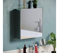 Vida Designs Tiano Bathroom Cabinet With Double Mirror, Stainless Steel
