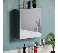 Vida Designs Tiano Meuble de salle de bains mural avec double miroir, acier inoxydable