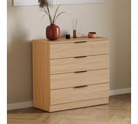 Vida Designs Trega Commode à 4 tiroirs en pin - Meuble de rangement compact pour chambre à coucher - 74 x 66 x 36 cm (H x l x P) - Support anti-affaissement - Poignées argentées modernes, glissières