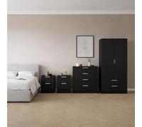 Vida Designs Trega Ensemble de 4 pièces pour chambre à coucher (2 tiroirs de chevet, 4 commodes, 2 portes et 2 tiroirs) Noir