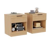 Vida Designs Trega Lot de 2 tables de chevet à 1 tiroir en pin - Table de chevet compacte peu encombrante - 41 x 39 x 28 cm - Bois d'ingénierie - Tiroirs coulissants, poignées noires - Idéal pour