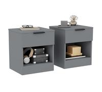 Vida Designs Trega Lot de 2 tables de chevet à 1 tiroir Gris - Table de chevet compacte peu encombrante - 41 x 39 x 28 cm - Bois d'ingénierie - Tiroirs coulissants, poignées argentées - Idéal pour
